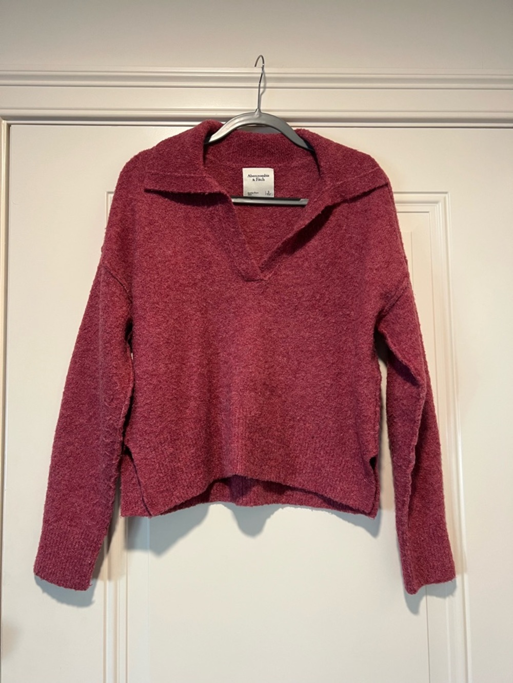 Abercrombie & Fitch Cranberry V-Neck Collared Sweater
